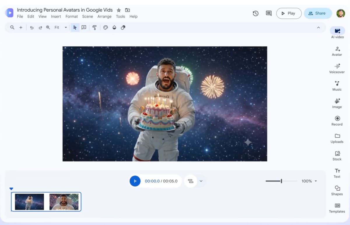 Google Vids เพิ่มอวตาร AI ให้ผู้ใช้สร้างวิดีโอที่มีหน้าตัวเอง