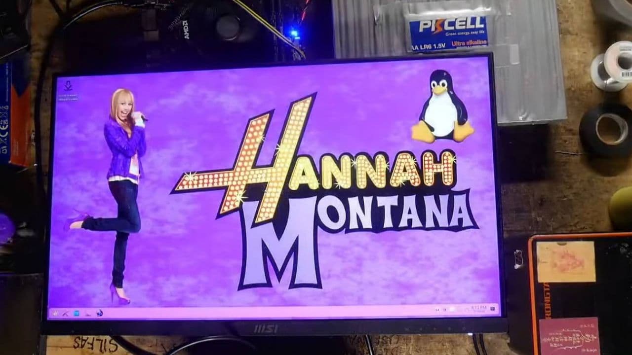 สตรีมเมอร์ประกอบพีซีใช้ถ่าน AA กว่า 100 ก้อน ทดสอบด้วย Hannah Montana Linux