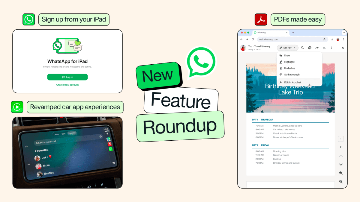 WhatsApp เพิ่มฟีเจอร์ใช้บน CarPlay และ Android Auto พร้อมเปิดสมัครบน iPad