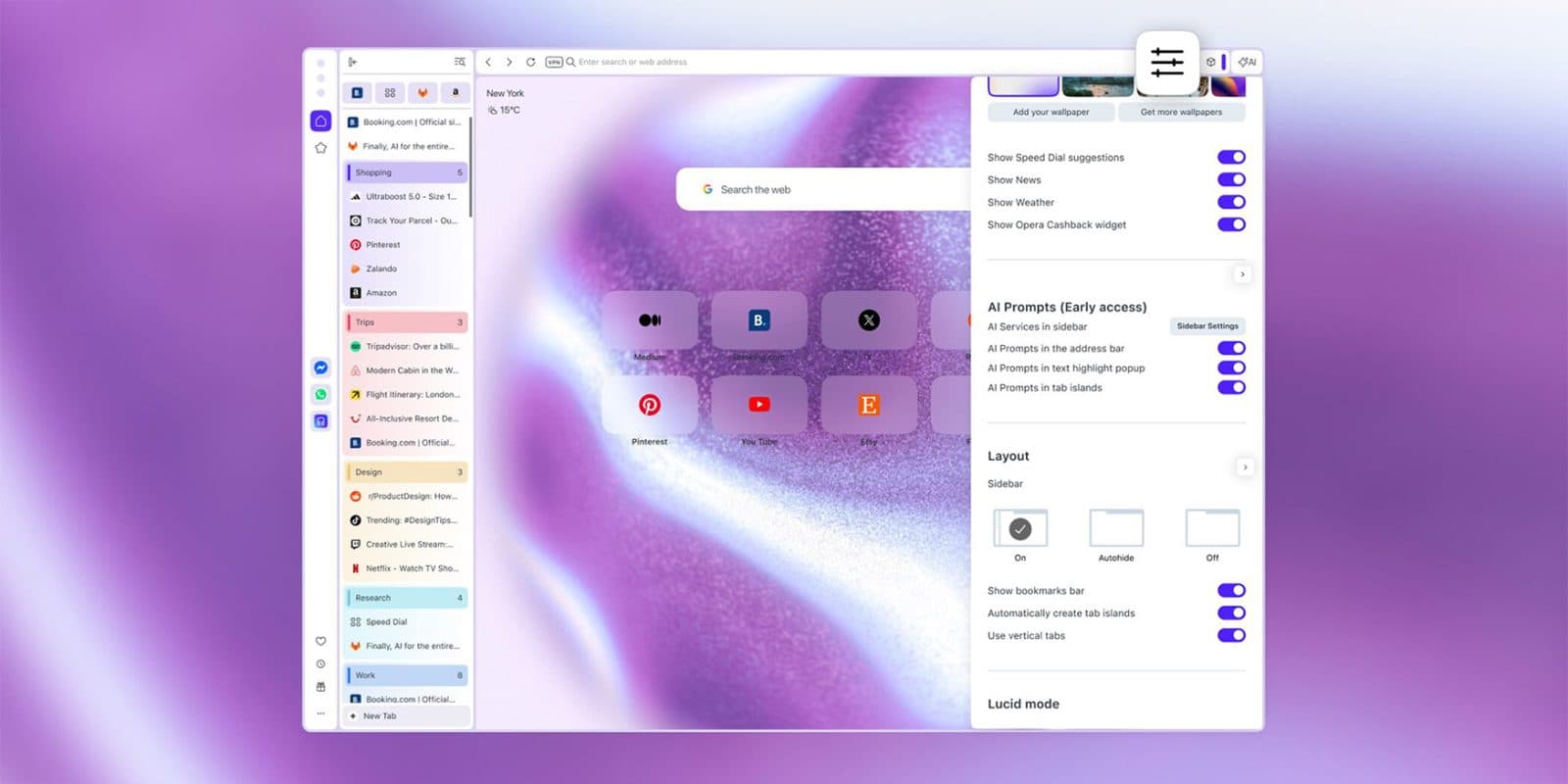 Opera One เพิ่มแท็บแนวตั้งและขยายการใช้งาน Google Lens บนเดสก์ท็อป