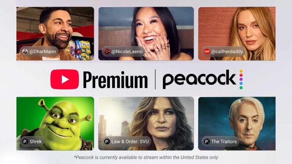 YouTube Premium เตรียมรวม Peacock เป็นสิทธิพิเศษใหม่ในปีหน้า