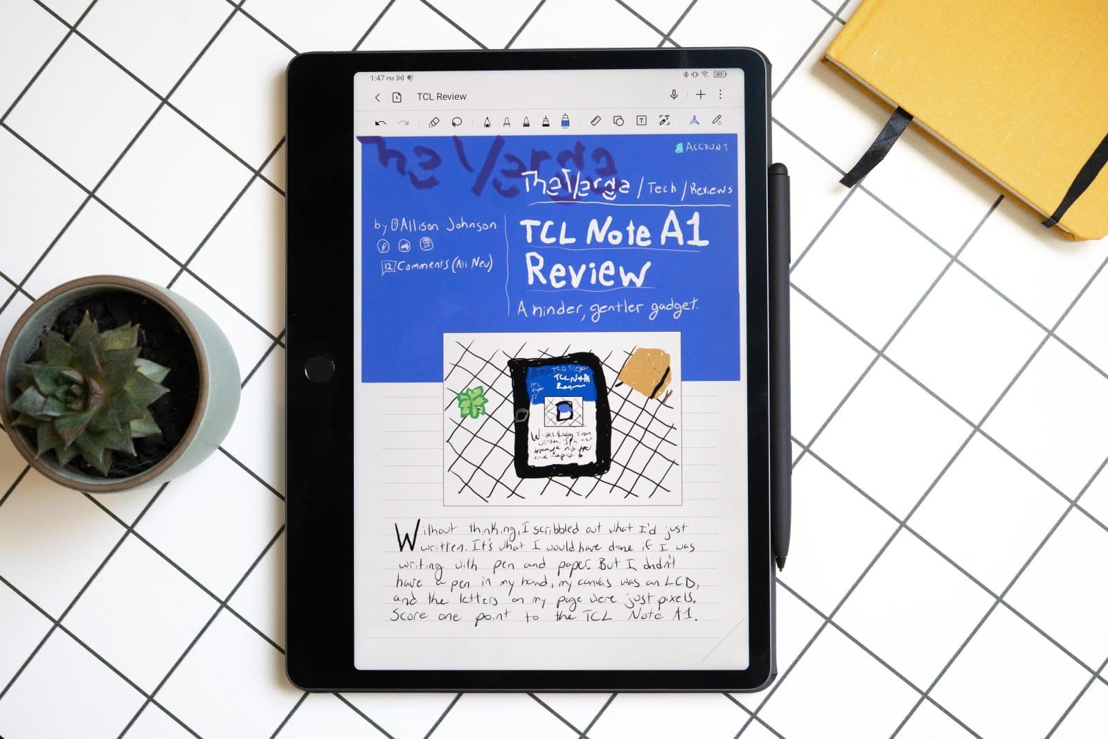 TCL Note A1 แท็บเล็ตจอด้านที่พยายามให้ความรู้สึกเหมือนเขียนบนกระดาษ