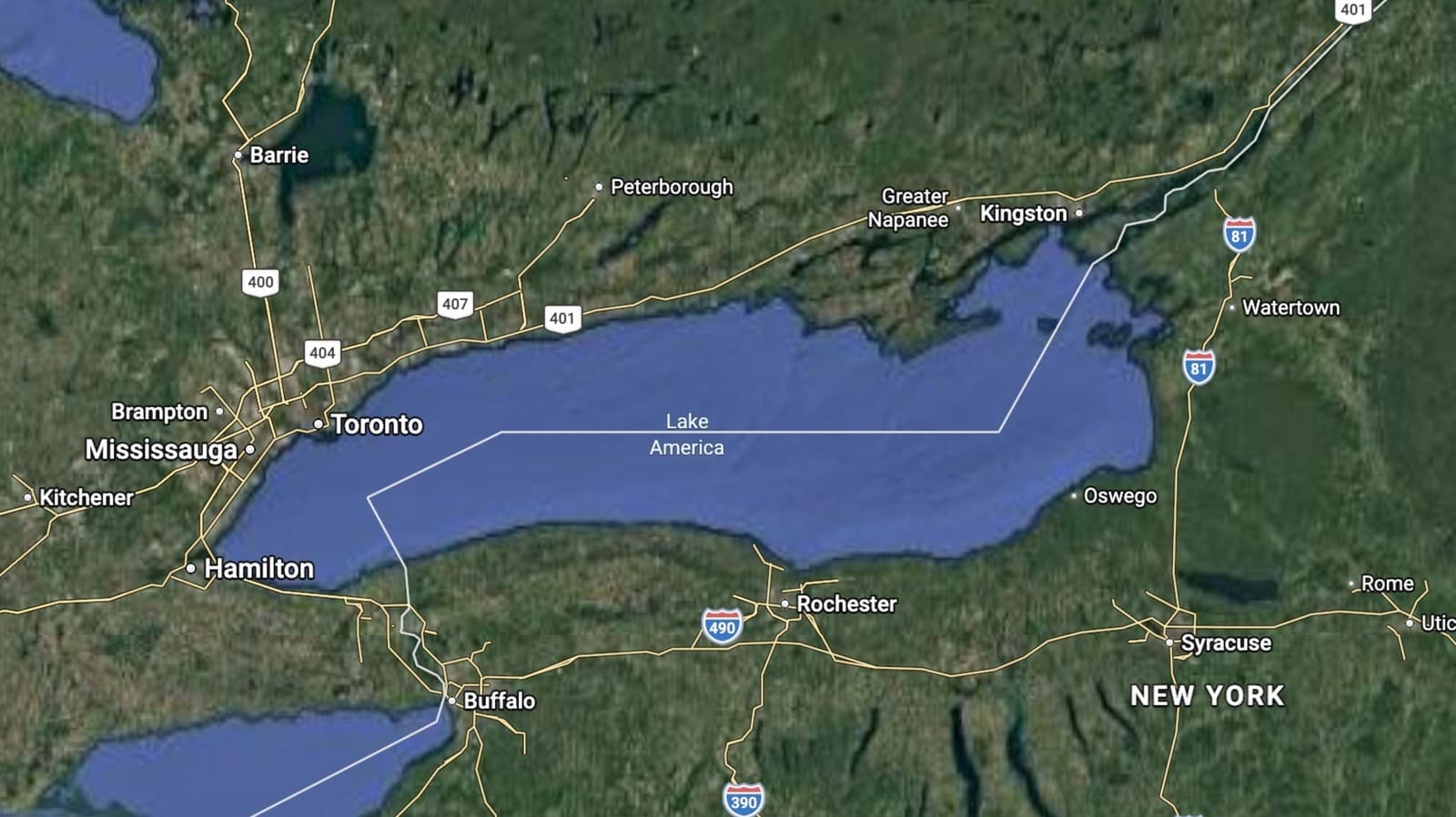 Google Maps เปลี่ยนชื่อ Lake Ontario เป็น Lake America สำหรับผู้ใช้ในสหรัฐฯ