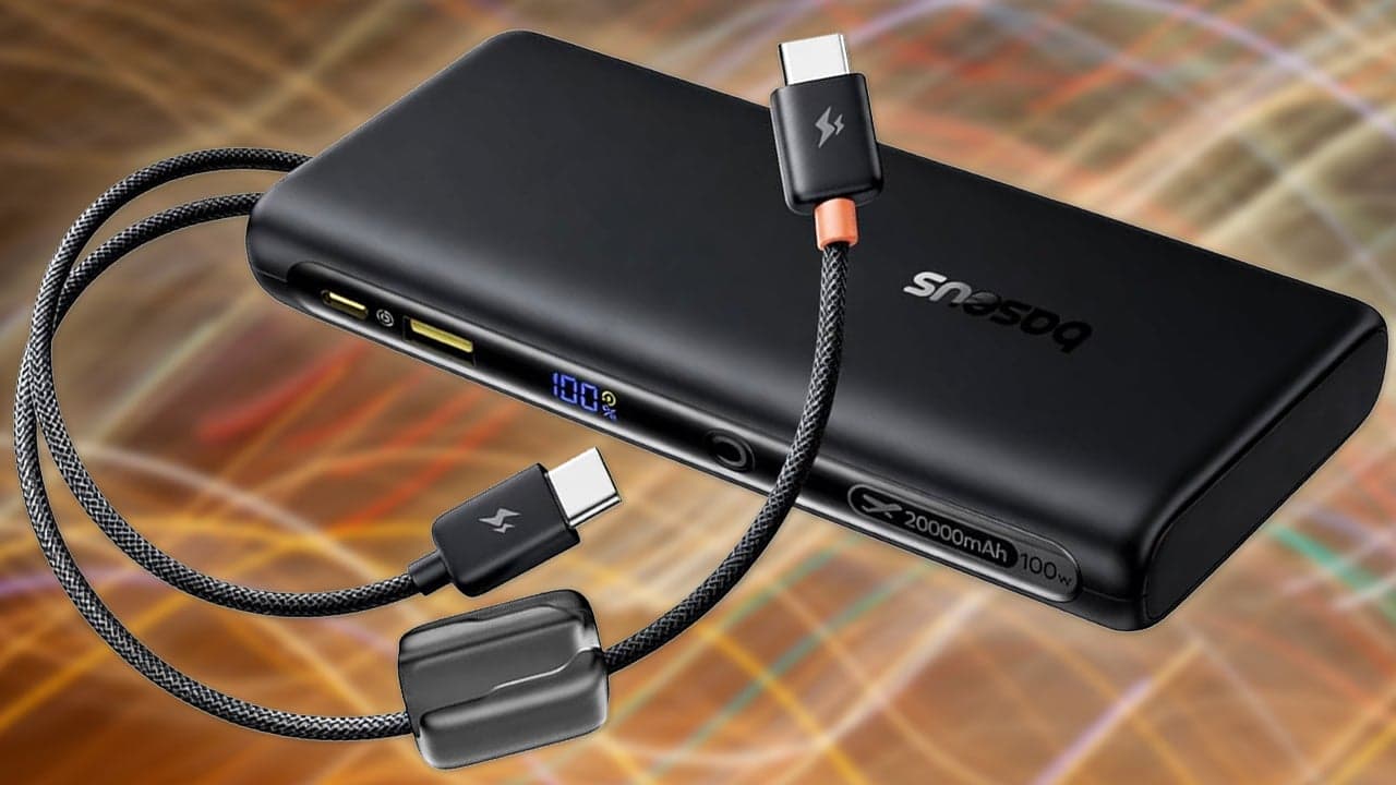 Baseus พาวเวอร์แบงก์ 20,000mAh 100W ลดเหลือ 33.29 ดอลลาร์ มีสาย USB-C คู่ในตัว