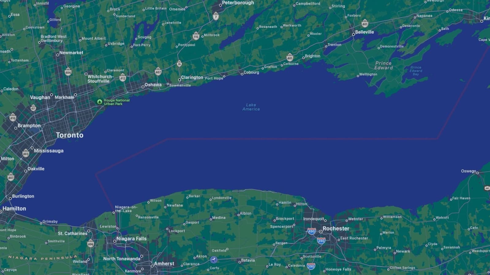 Apple Maps เปลี่ยนชื่อ Lake Ontario เป็น “Lake America”