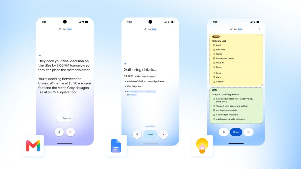Google เพิ่มฟีเจอร์เสียง AI ใน Gmail, Docs และ Keep