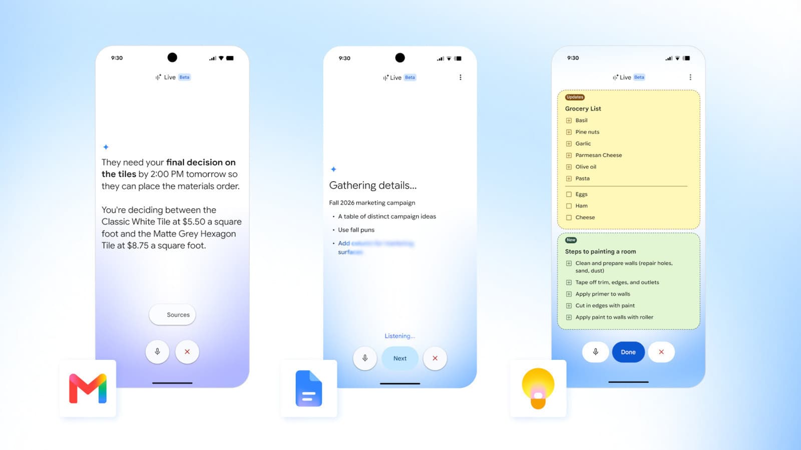Google เพิ่มความสามารถสั่งงานด้วยเสียงด้วย AI ให้ Gmail, Docs และ Keep