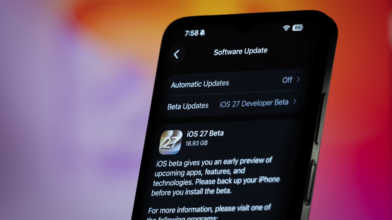 ก่อนลง iOS เบต้า อย่าลืมสำรองข้อมูลแบบ Archive