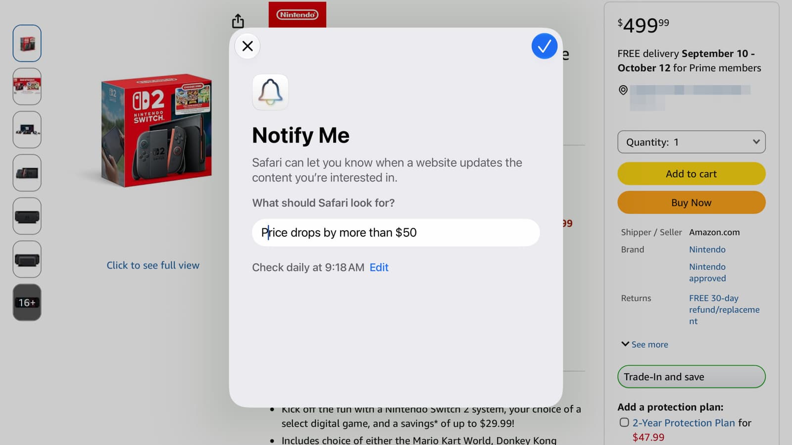 วิธีใช้ Notify Me ใน Safari เพื่อติดตามราคาสินค้าบน iPhone, iPad และ Mac