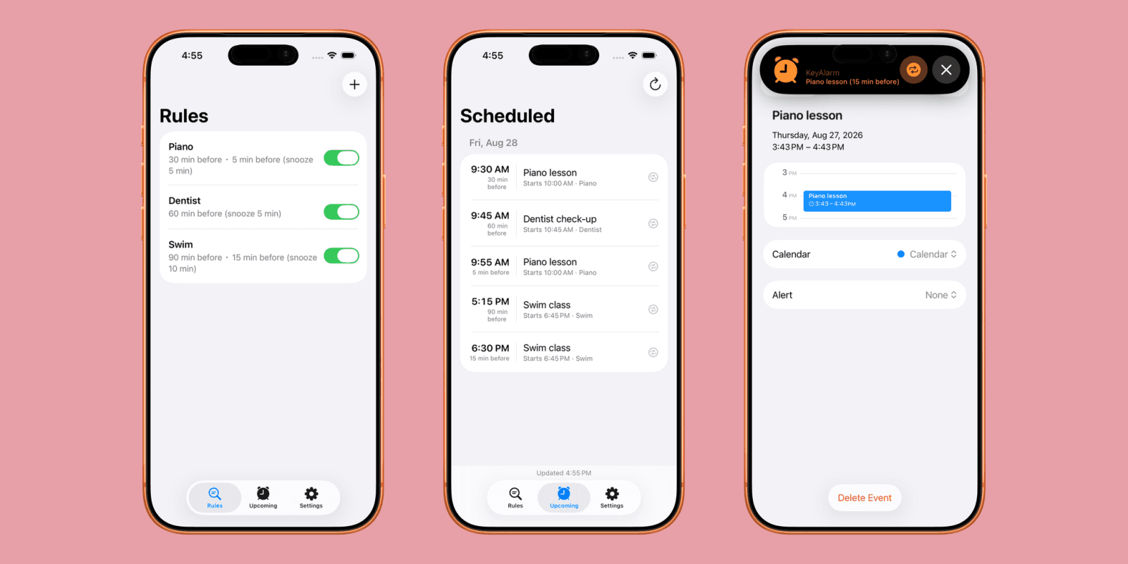 KeyAlarm แอป iPhone ที่เปลี่ยนอีเวนต์สำคัญในปฏิทินให้เป็นเสียงปลุก