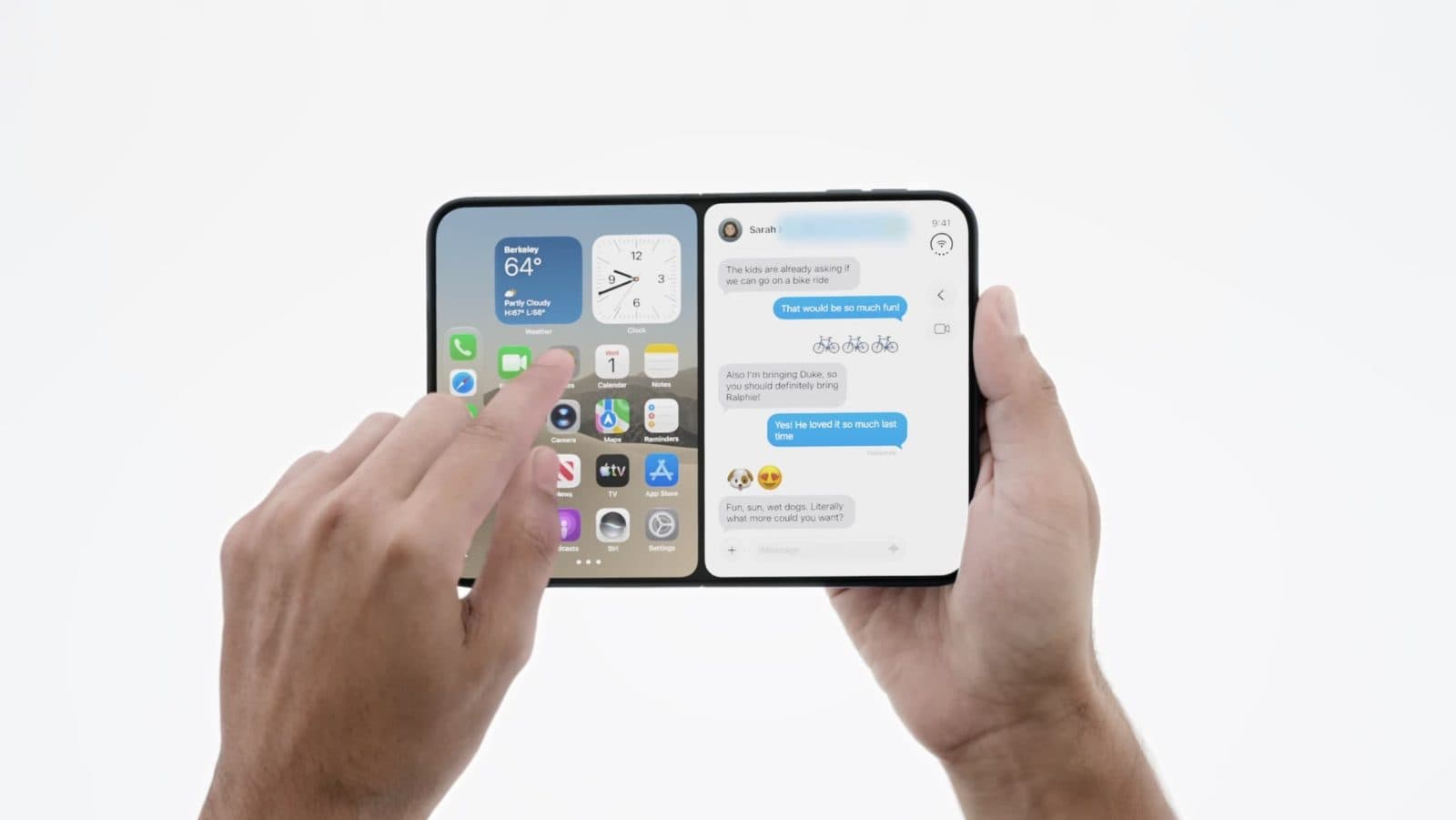 iPhone Duo พับได้โชว์สปลิตสกรีนได้ลงตัว แต่ iPad ยังใช้มัลติทาสก์ได้ซับซ้อน