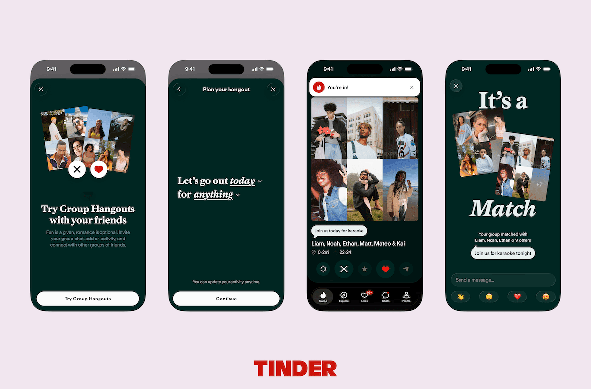 Tinder เปิดฟีเจอร์ Group Hangouts ดันเดตแบบเข้ากลุ่มและเจอจริงมากขึ้น