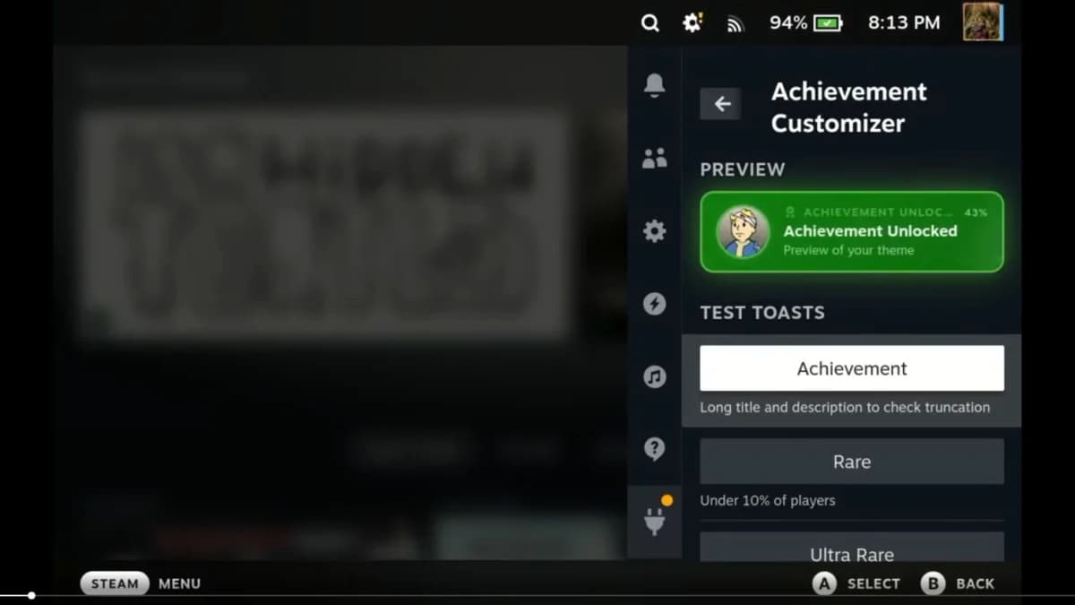 ปลั๊กอินใหม่บน Steam Deck ปรับหน้าตาป๊อปอัป Achievement ได้ตามใจ