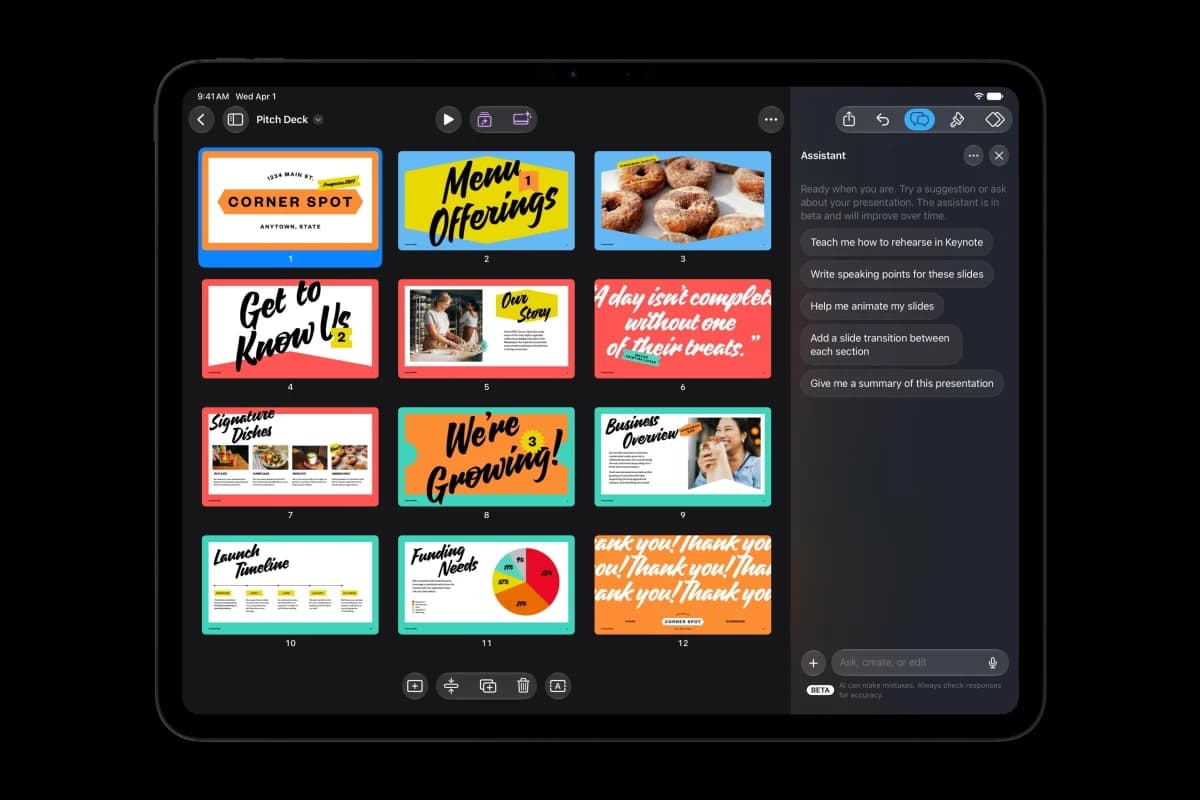 Apple เพิ่มแชตบอต AI ให้ Pages, Keynote และ Numbers