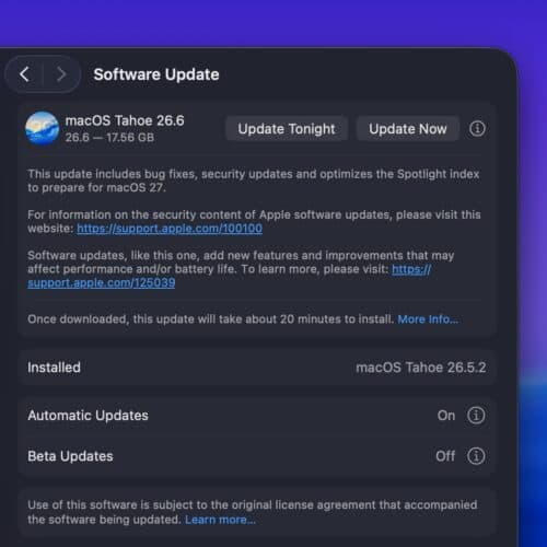 Apple ปล่อย iOS และ macOS 26.6 เน้นแก้บั๊ก–อุดช่องโหว่ ก่อนอัปเดตใหญ่รุ่นถัดไป