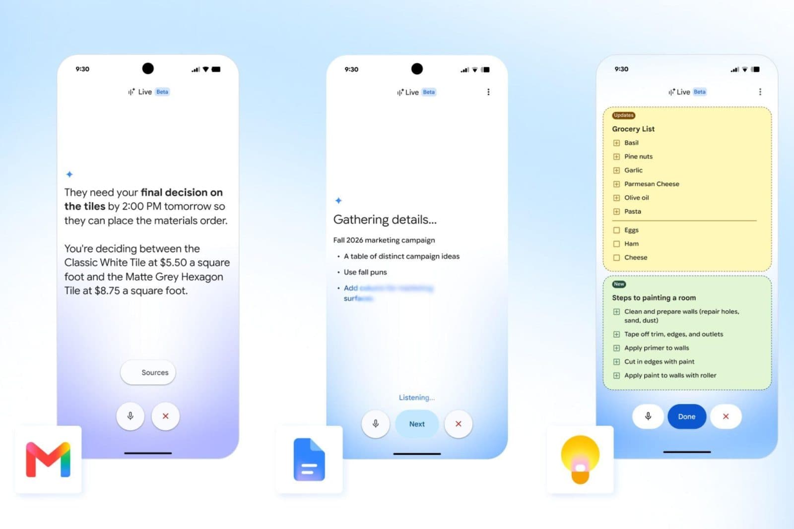 กูเกิลเพิ่มโหมดคุยด้วยเสียงให้ Gmail, Docs และ Keep