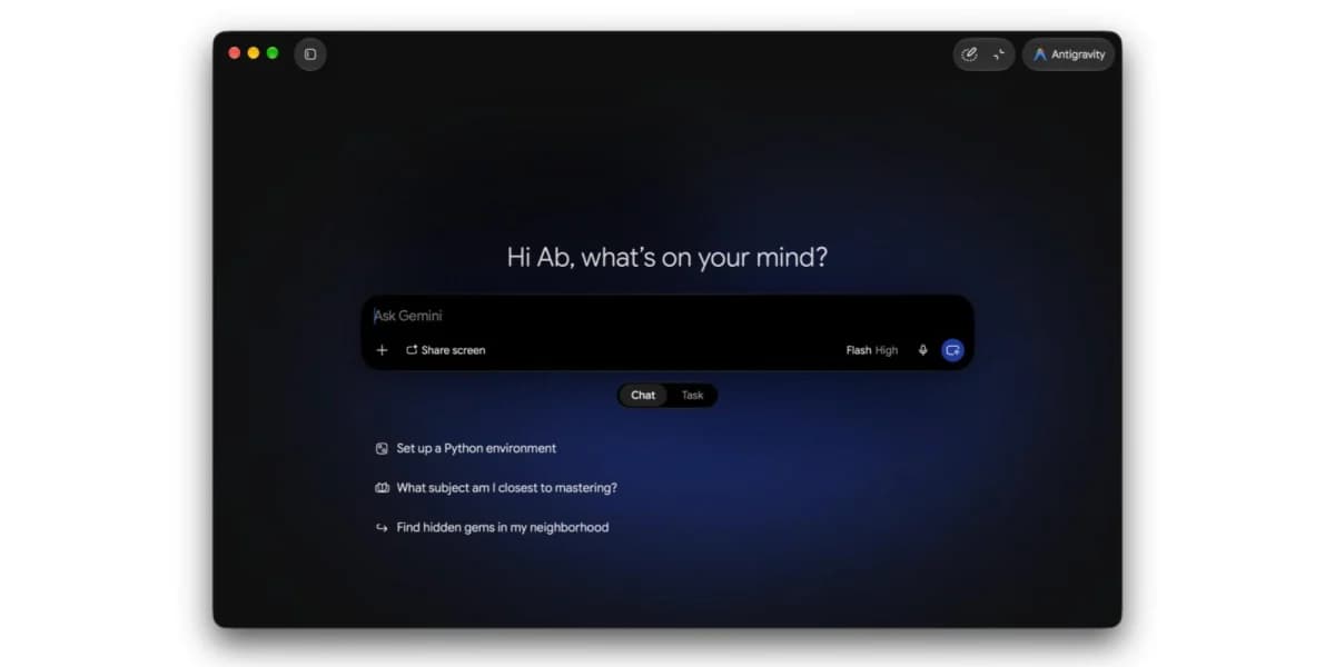Google เพิ่ม Antigravity เข้าแอป Gemini บน macOS