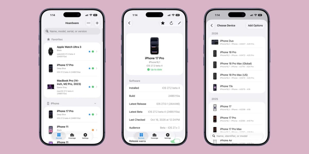 Hoardware แอปติดตามคอลเลกชันอุปกรณ์ Apple และข้อมูลเครื่องได้ครบในที่เดียว