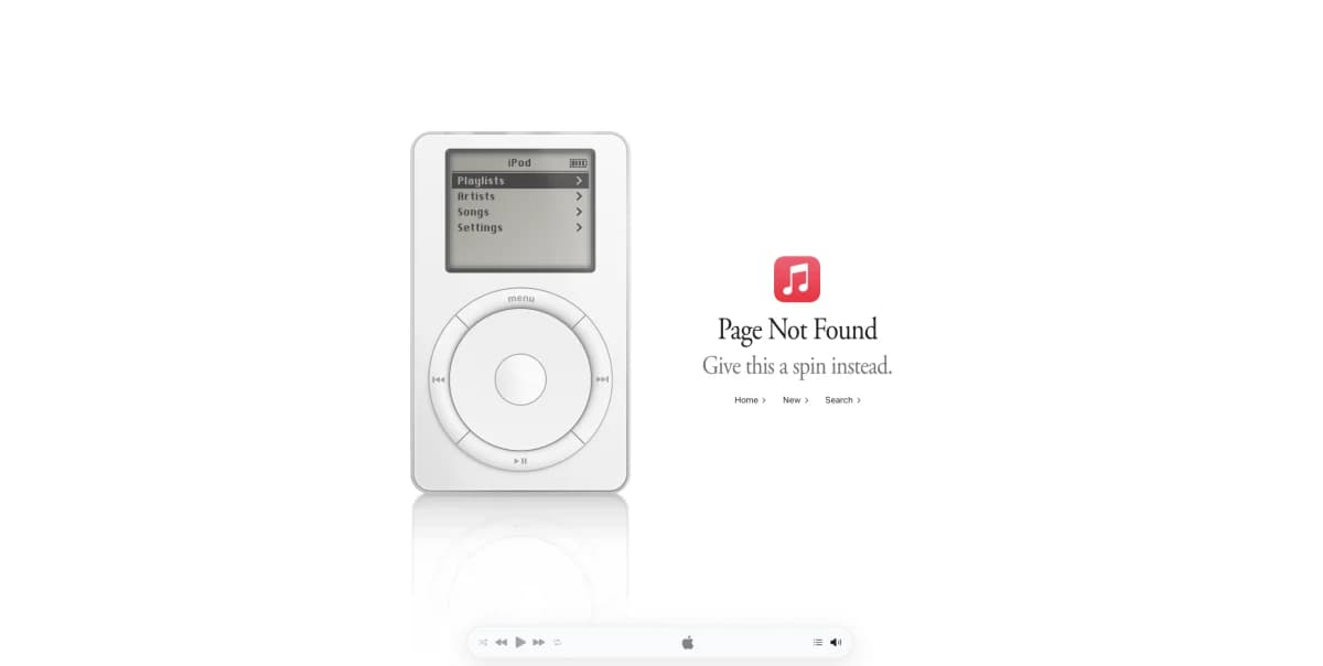 Apple ซ่อน iPod รุ่นแรกไว้เป็น Easter egg บนหน้า 404 ของ Apple Music